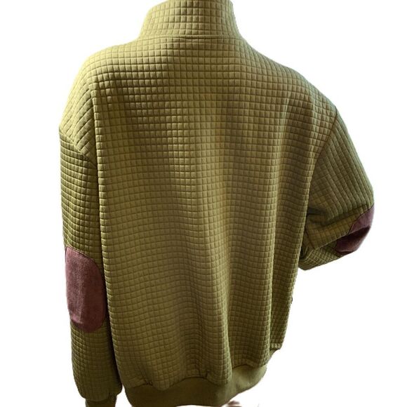 Thermowave Green Quarter Zip Wafer Texture Long Sleeve Pullover Sweatshirt Sz Lg - Picture 9 of 12